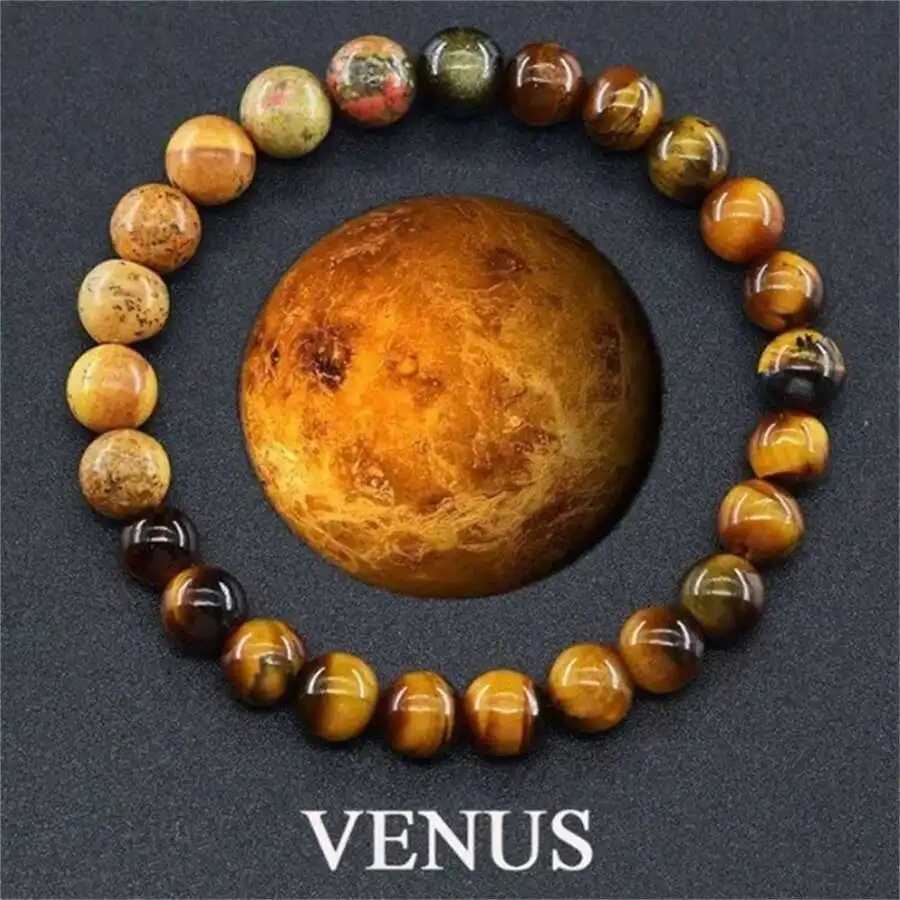 1Pc Exquisite Universe Planet Fashion Natural Stone Coloured Beaded Bracelets Men Women Daily Gift CasualX240921