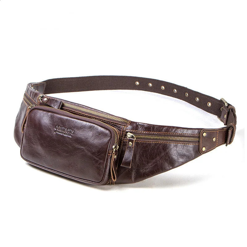 Cowhide mens waist bag y Fanny mobile phone n case credit card wallet coin 240919