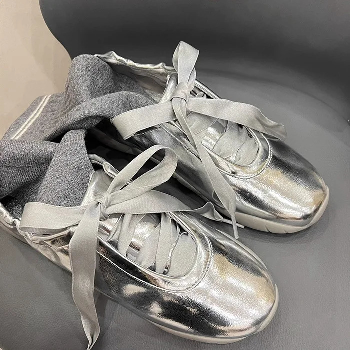 Wedding bow ribbon casual edition womens single shoe flat casual sports shoes ballet shoes 240919