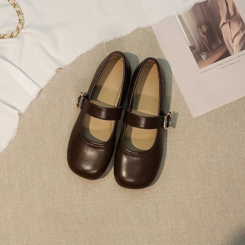 Women Casual Shoes Flat Bottom Soft Sole Breathable Comfort France Gentle Style Simple Design Triple Beige Brown fashion