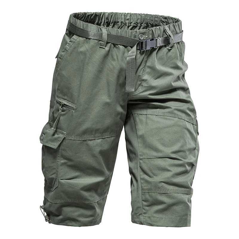 Mens Summer Casual Shorts Cotton Overalls Multi Pocket Knee Shorts American Style Sports Short PantsX240921