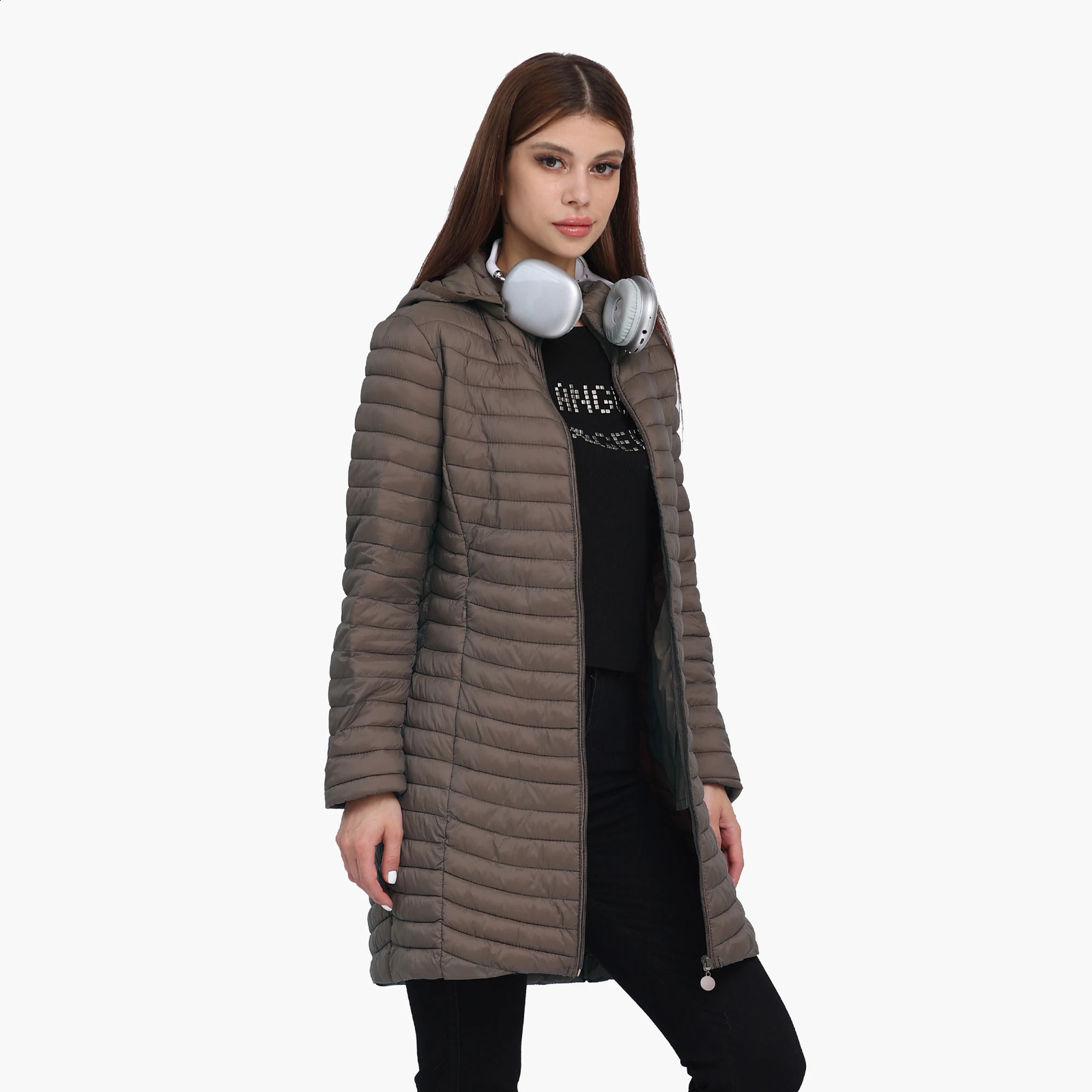 SANTELON Women Winter Long puffer Coat Detachable Hood Lightweight Coat Invisible Zipper Casual Coat Portable Outwear With Bag 240913