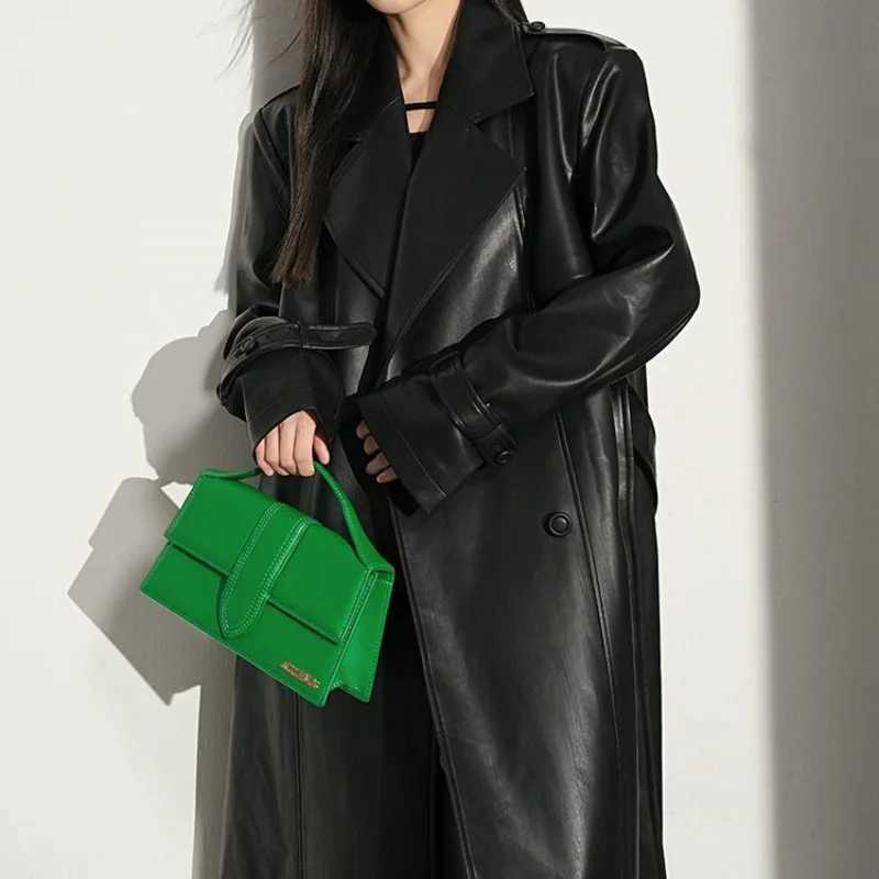 Ruffled and Handsome Leather Jacket for Womens 2024 Spring and Autumn Casual Retro Shoulder Windbreaker CoatX240921