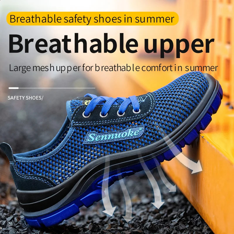 Mens safety shoes with lightweight steel toe caps suitable for workers work no need for transportation industrial safety tennis 250226