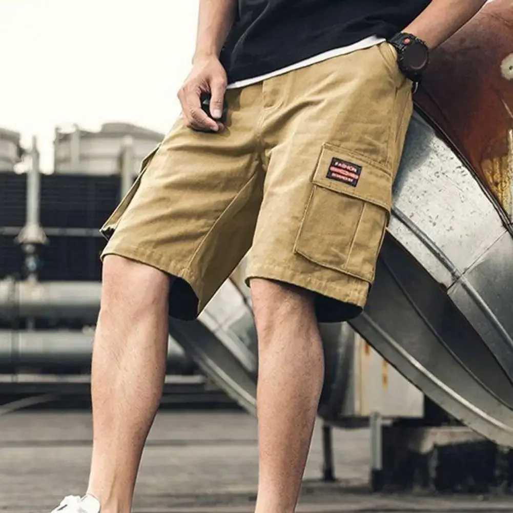 Elastic Waistband Men Shorts Mens Plus Size Cargo Shorts with Multiple Pockets Breathable Fabric Quick-drying for ComfortableX240921