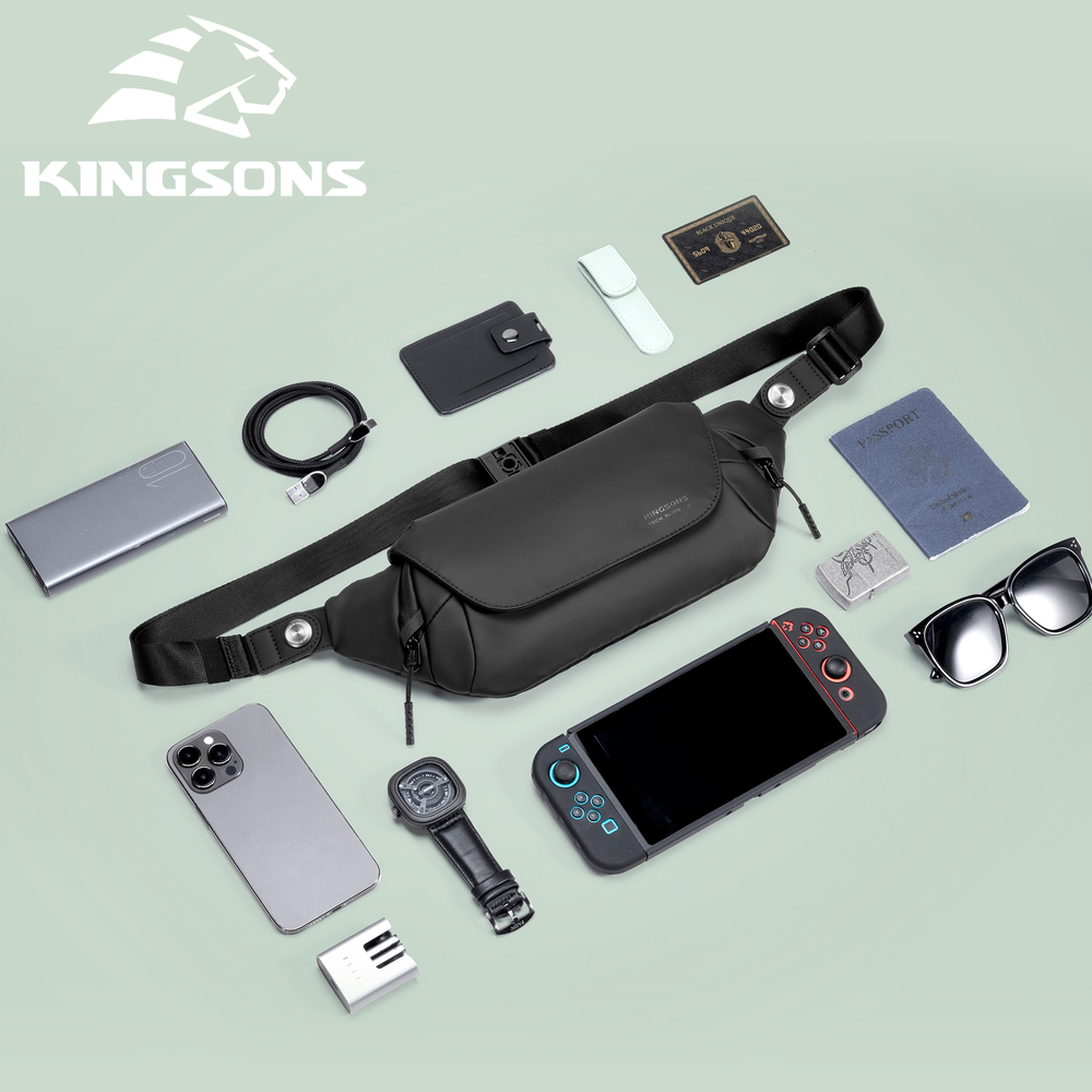 Kingons Shoulder Waterproof Bags Simple Commuter Crossbody Bashion Hip-Hop Superior Minimalist Cool Chest Bag Fashion