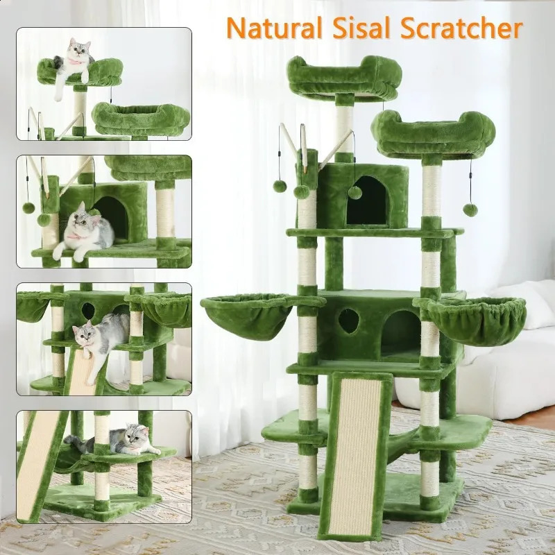 Large feline plant 69 high rigidity cat tower heavy-duty multi-layer large feline climbing frame suitable for indoor feline cats with pendants 240919