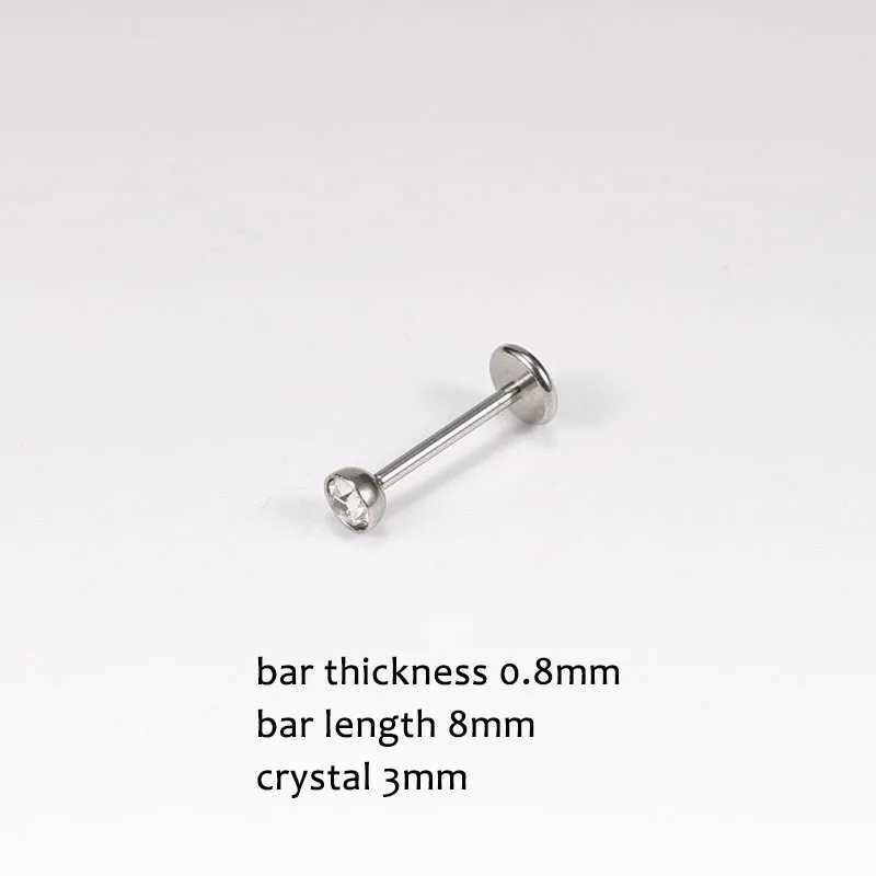 New Insert Lip Rings Labret Piercing Bar Nose Ring Helix Earrings Titanium Steel Ball Crystal Zircon Multi-use Body Jewelry Y240921