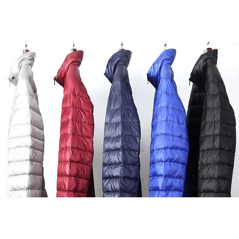 Men White Duck All-Season Ultra Lightweight Packable Coat Stand Collar Solid Slim Hooded Waterproof Down Jacket 2023