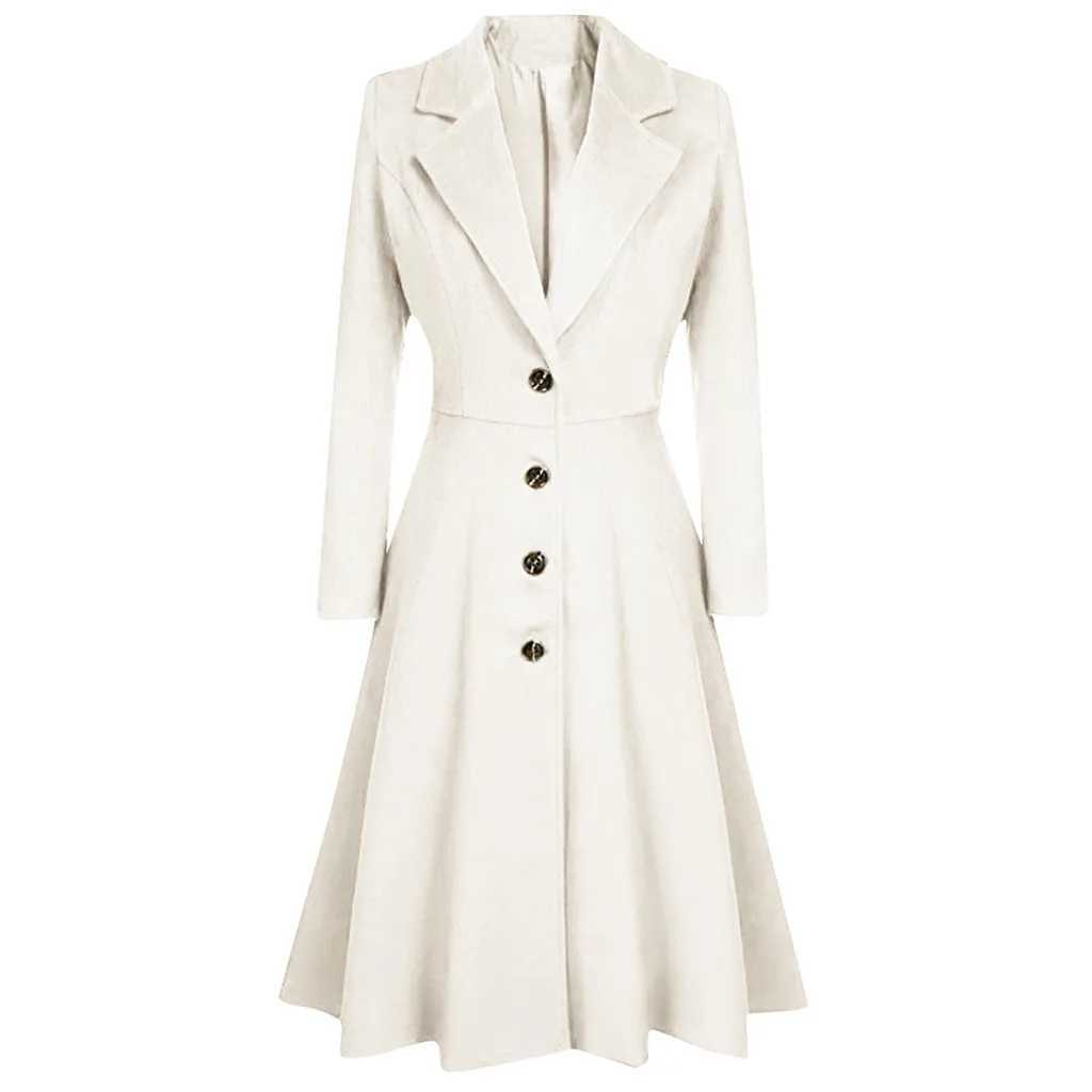 Winter Jackets For Women 2023 Autumn Winter Lapel Button Long Trench Coat Windbreak Overcoat Women Jacket X240921