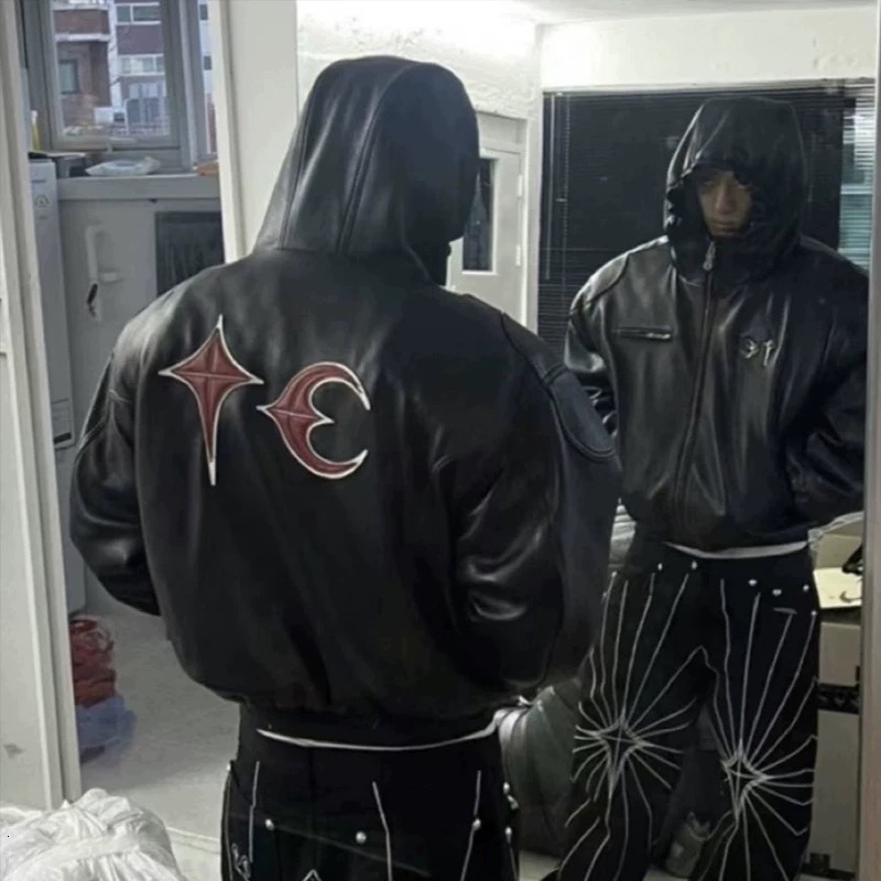 NEW Thug Club High-Quality Heavyweight Ins Cotton Leather Jacket Casual Hooded High Loose Vintage Street Rock Men Women