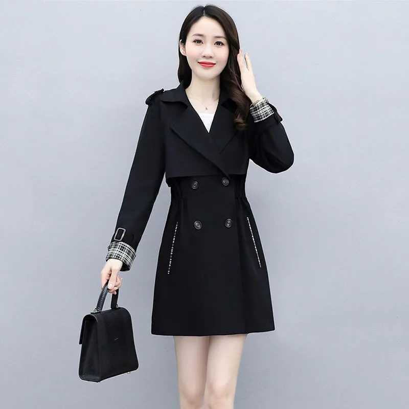 Windbreaker Women In Spring 2023 The New Korean Version Of Waist-shrinking Slim Casual Temperament And Drooping Fashion CoatX240921