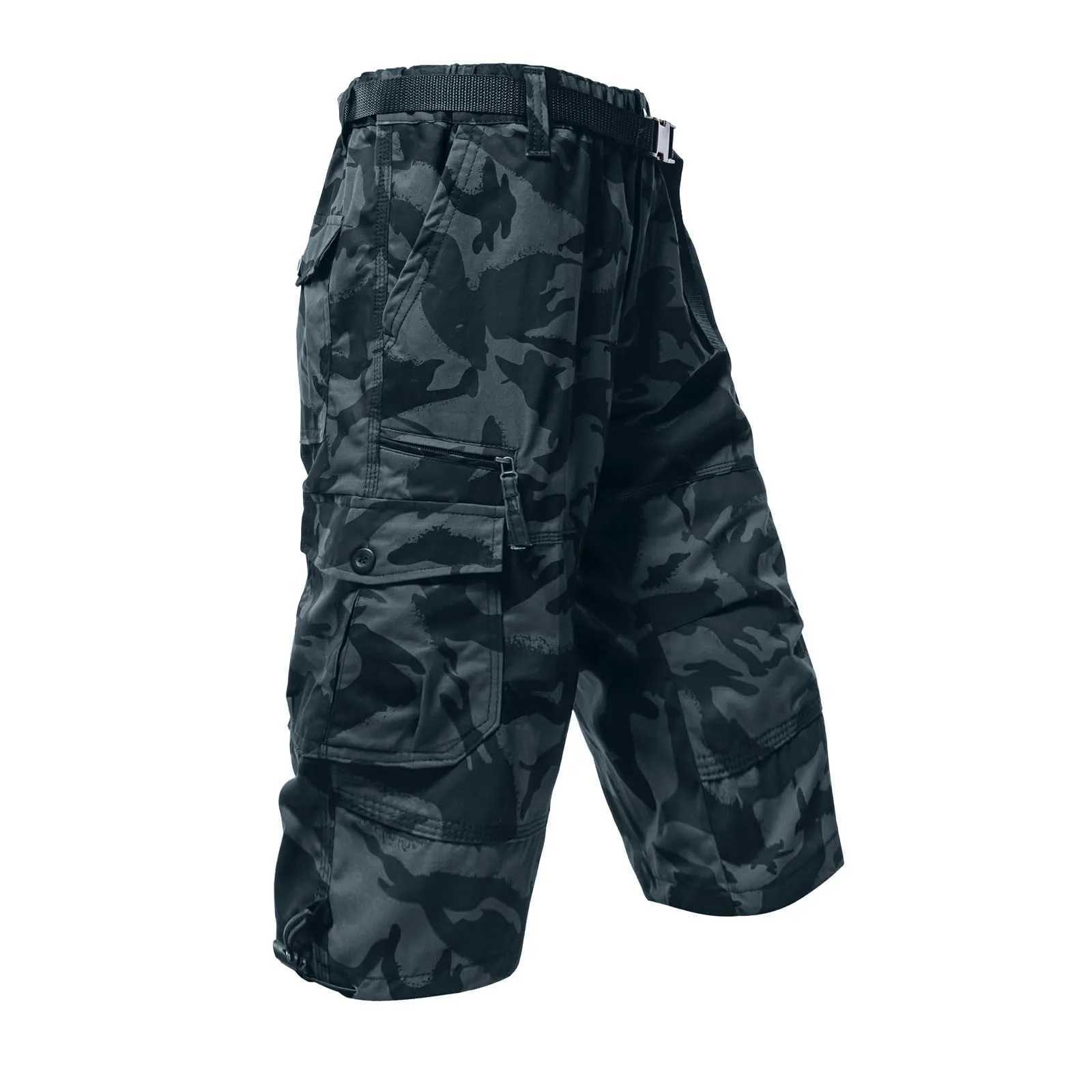 MenS Cargo Shorts 3/4 Relaxed Fit Mens Running Shorts 7 Pockets Elastic Waist Cotton Hiking Shorts Summer Causal StreetwearX240921