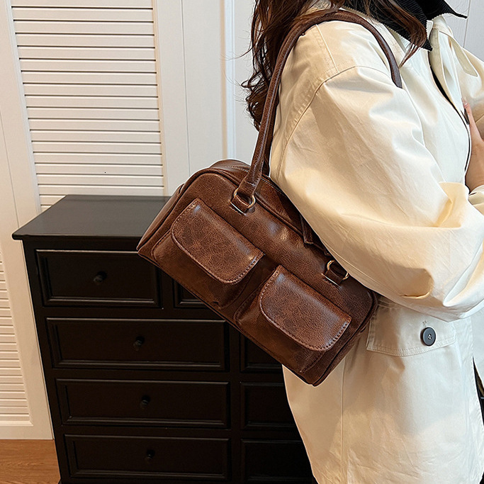 Brand Designer PU Leather Women's Shoulder Retro Crossbody Bag Pillow Handbag