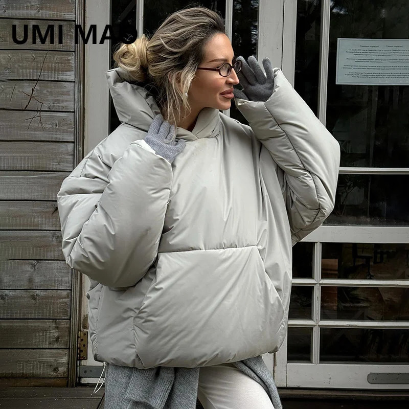 UMI MAO Cotton Jacket Women Autumn Winter Loose Cotton Jacket Warm Hooded Coat Femme Y2K Casacos Feminino 240918
