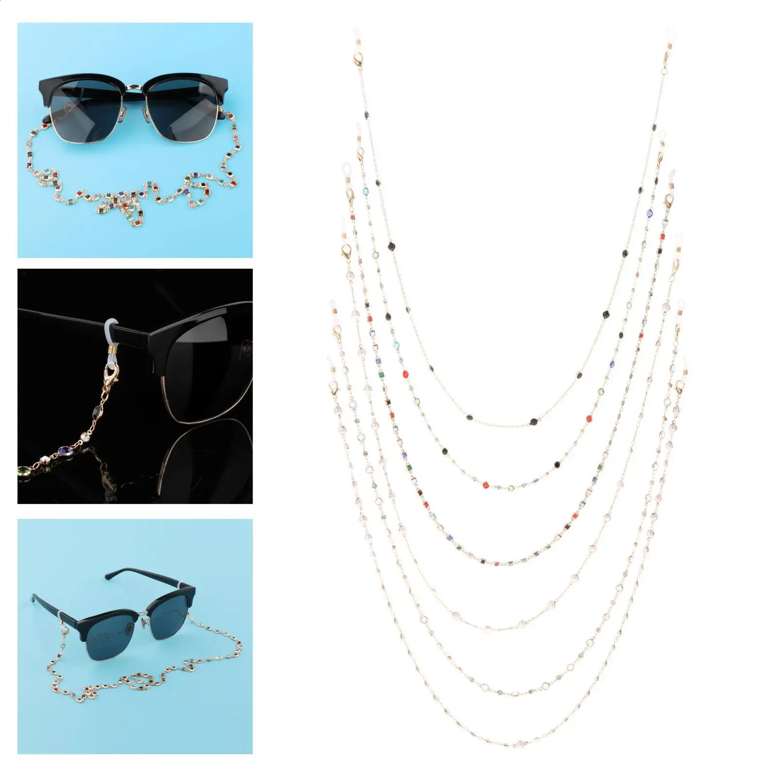 Elegant beaded eyeglass chain specification metal eyeglass holder neck chain 240920