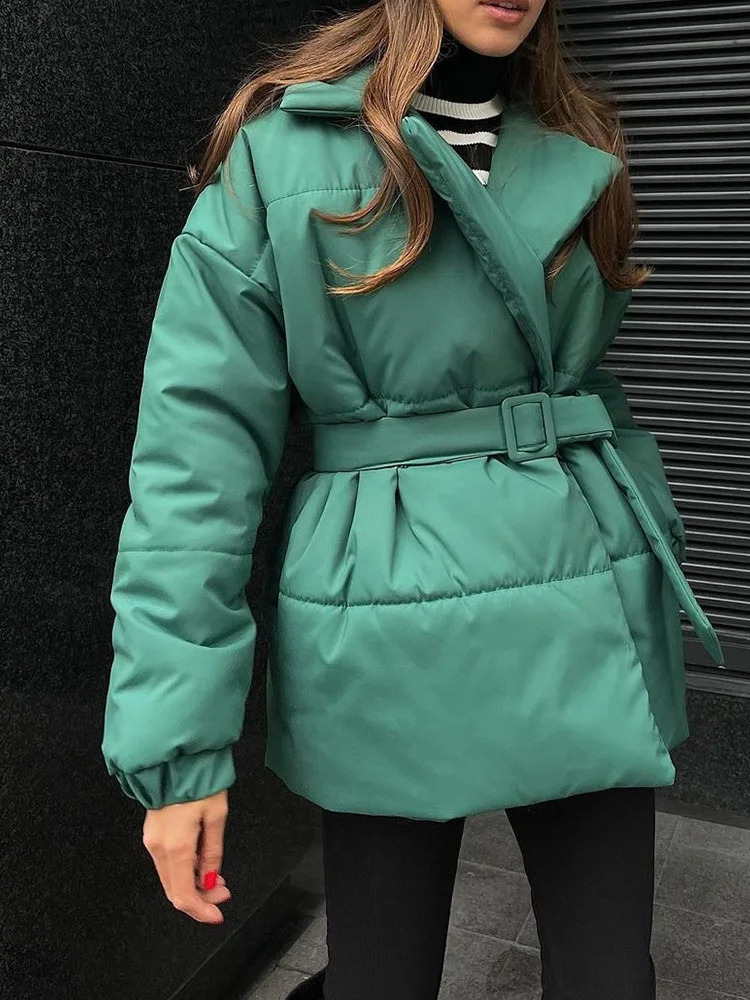 2024 Warm Winter Fashion Women Cotton Puffer Jacket Casual Solid Loose Parkas Coat Vintage Jacket Outwear Office Ladies Jacket 240918