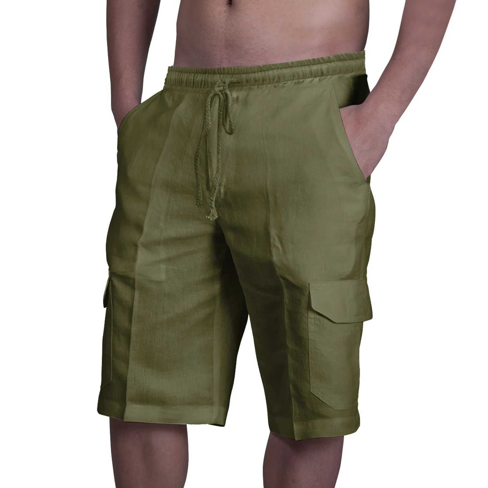 Mens Summer Cargo Shorts Solid Color Beach Leisure Travel M-3XLX240921