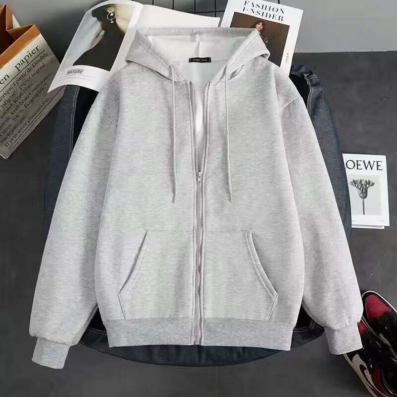 Spring And Autumn Open Hoodie Men's Plush Casual Hoodie Trendy Sports Obesity Large Hong Kong Style Jacket Loose