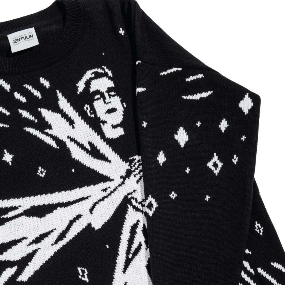 Y2K Sweaters Harajuku Pullover Men Winter Long Sleeve Knitwear Quasar Streetwear Punk Jumper Women Clothing Vintage Warm Tops BF 240912
