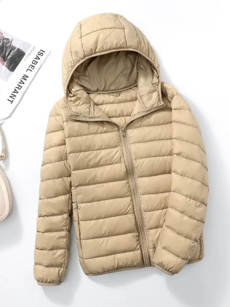 Nubon 7XL Down Jacket Womens Hooded Ultra Light Down Jacket Womens Plus Feather Winter Thin Warm Windproof Coat 240913