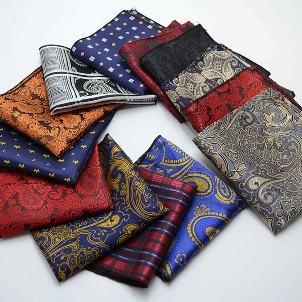 Classic Mens Pocket Square Polyester Paisley Plaid Handerchief Wedding Business Suit Shirt Pocket Towel Hanky Ties AccessoriesX240921