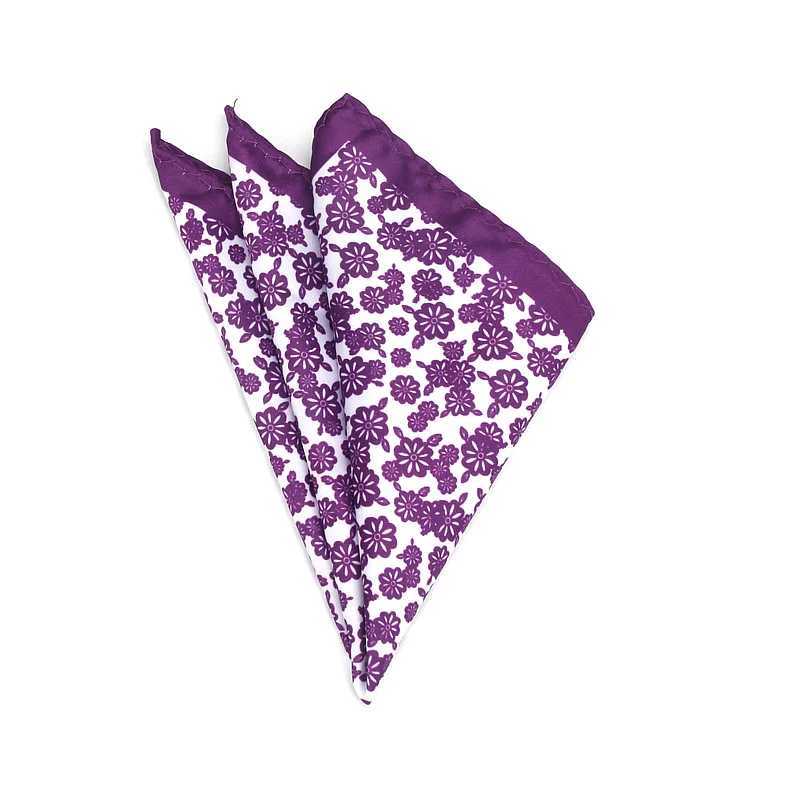 Brand New Mens Handkerchief Classic Flower Print Pocket Square Soft Silk Hankies Wedding Party Business Hanky Chest Towel GiftX240921