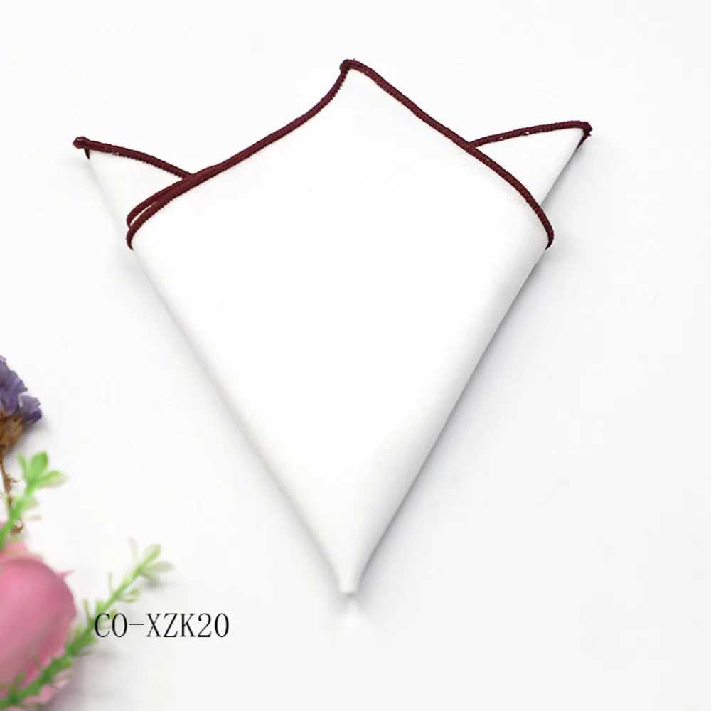 Solid Striped Brown Pocket Square 23CM Cotton Mens Suit Handkerchief Groom Host Hanky Wedding Party Chest Tie Suit AccessoriesX240921