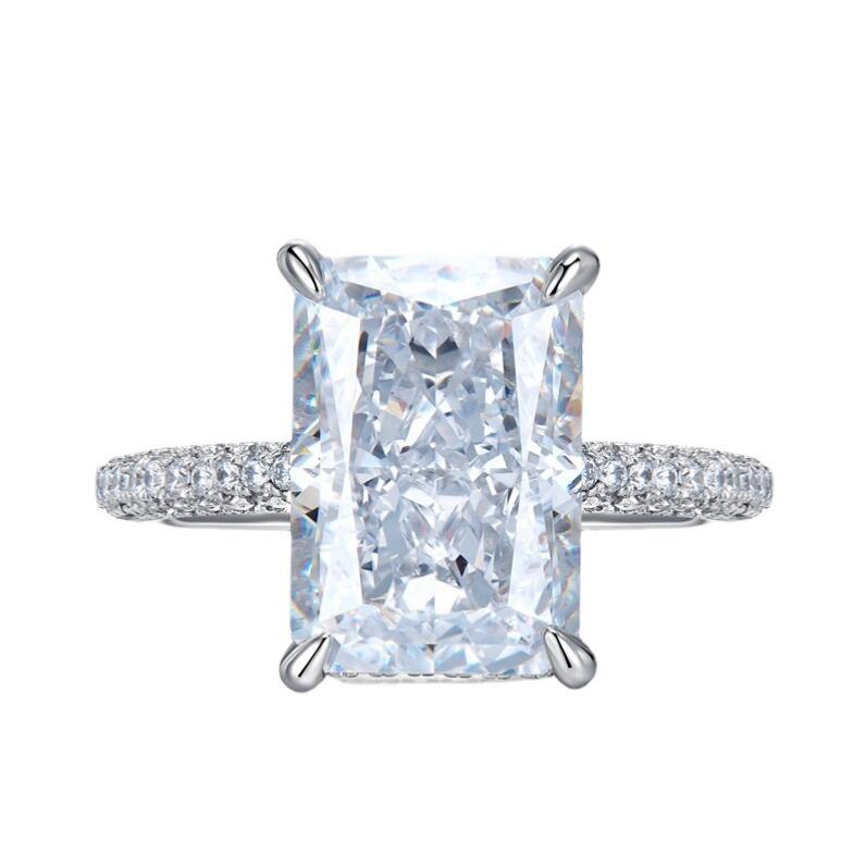 3CT Radiant Moissanite Wedding Sterg Sier Eternity Bridal Ring Gorgeous Jewelry Gift