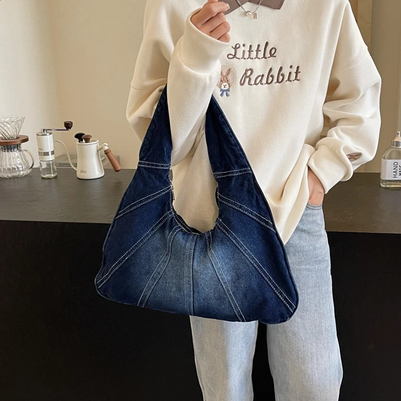 ner Womens Bag Handbag and Wallet Denim Half Moon Shoulder Big Sac 240919