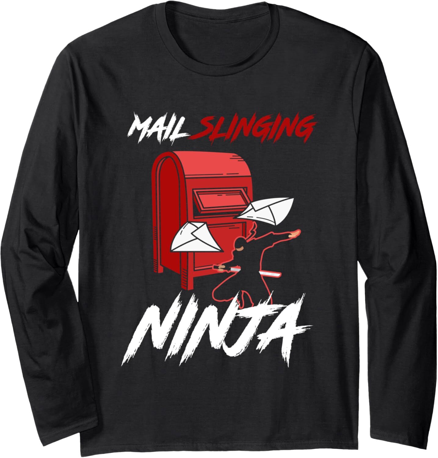 Long Sleeve Shirts for Men sweatshirt Funny Mail Slinging Ninja Mailbox Postal Service Mailman Long Sleeve Tee Streetwear Casual tops clothes