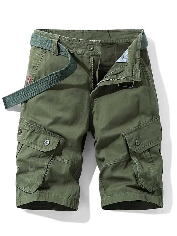 Multi Pockets Mens Cotton Cargo Shorts Tactical Comfy Loose Shorts Work Pants Mens Clothing Waterproof Hiking Track ShortsX240921