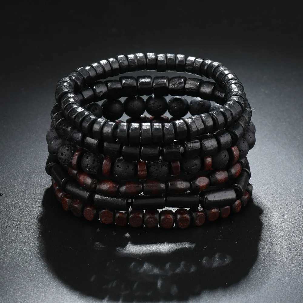 Men Retro Multi-layer Elastic String Wooden Beads Handmade Sets Handmade Bracelet Jewelry For MenX240921