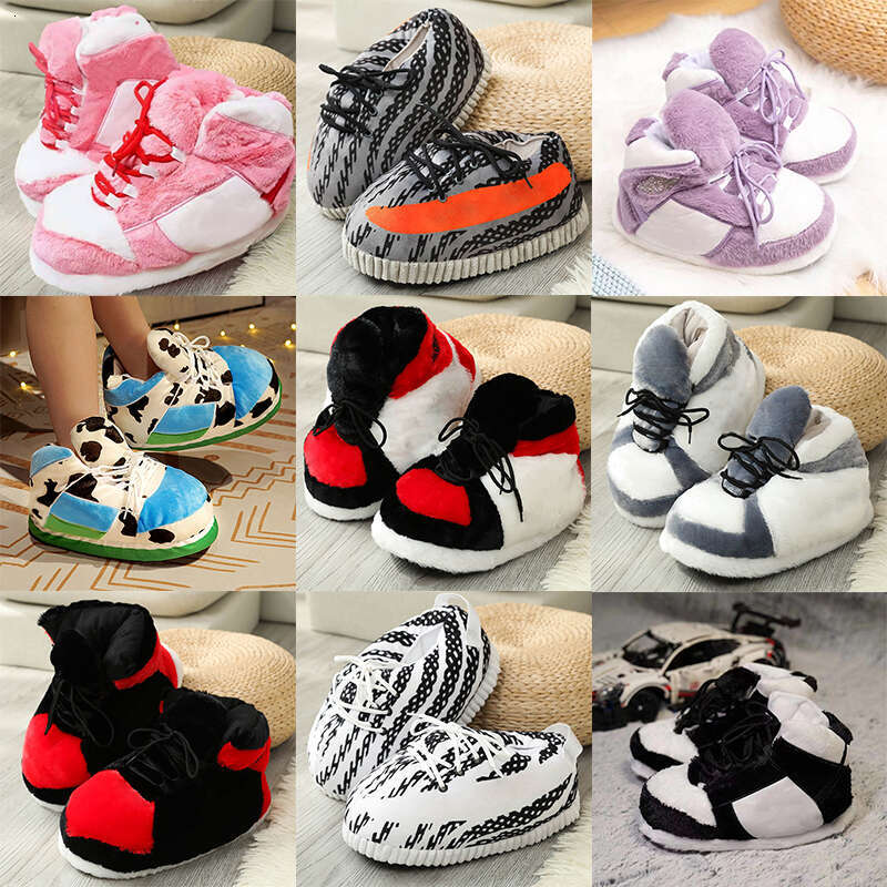 Cute Cartoon Plush Winter Cotton Soft Sneakers for Women and Men