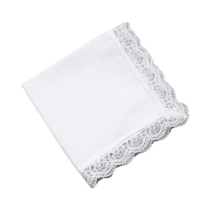 26x27cm Men Women Cotton Handkerchiefs Solid White Hankies Pocket Lace Trim Towel Diy Painting Handkerchiefs for WomanX240921