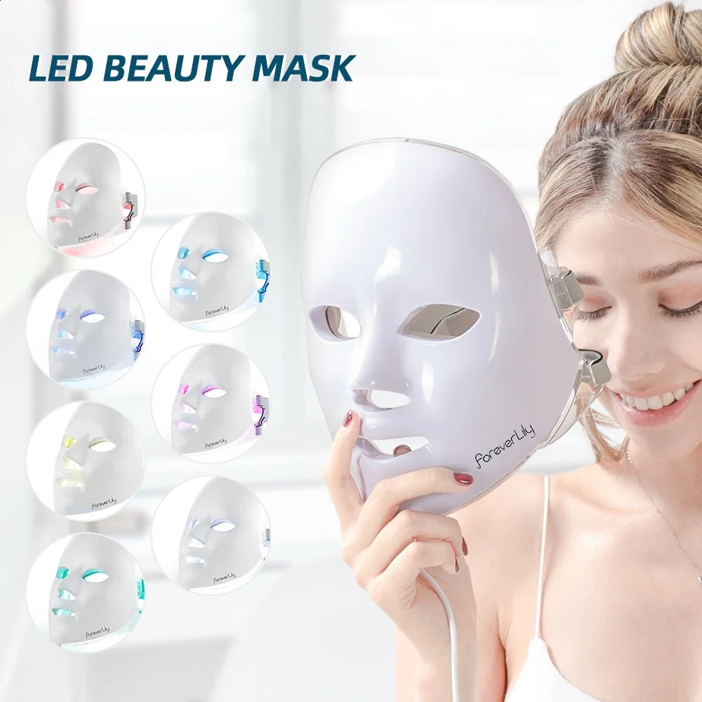 Foreverlily Gift Box 7 Colors LED Mask Pon Therapy Brightening Face Skin Rejuvenation Acne Care Tools AntiWrinkle 240911