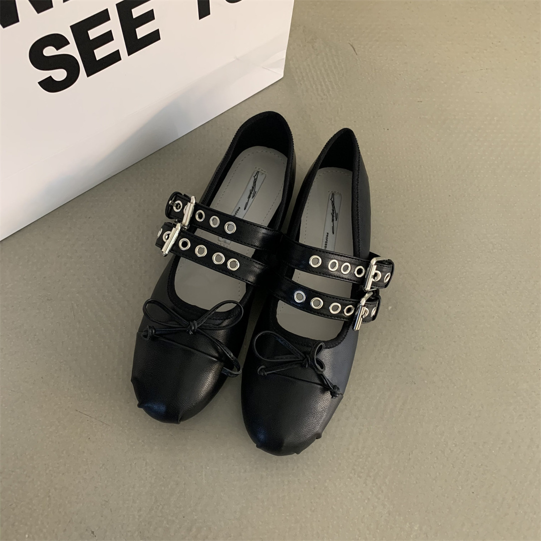 French bow ballet Mary Jane shallow mouth flat sole single shoes, 2024 autumn women's shoes