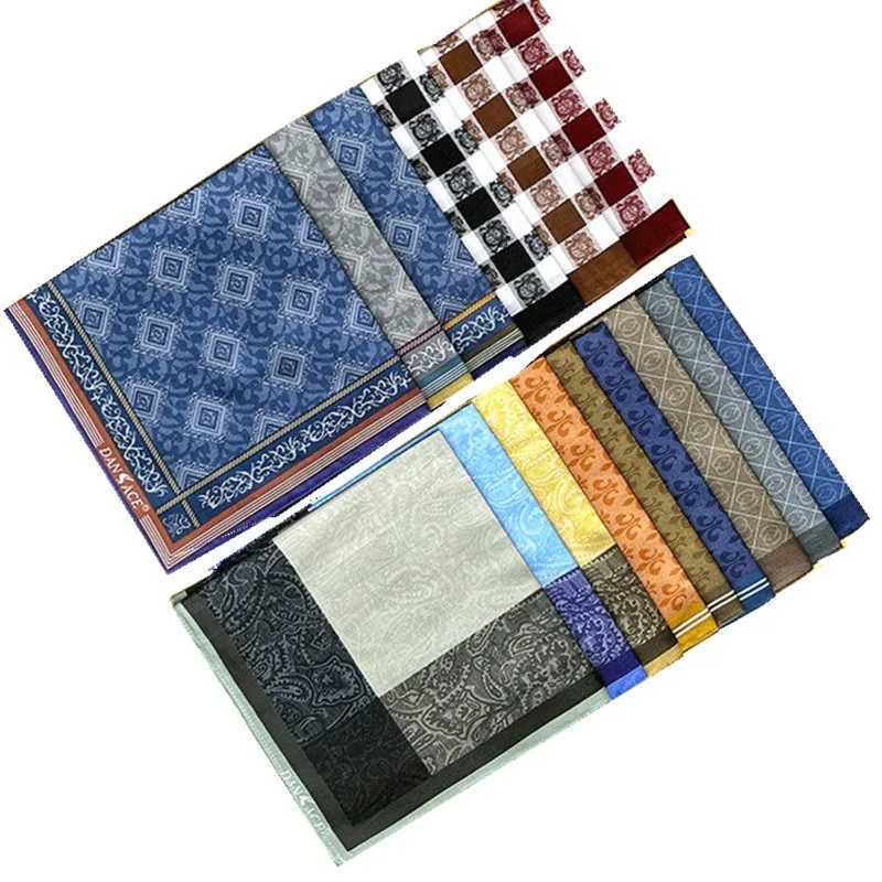 3Pcs 43x43cm vintage classic plain weave mens handle pocket Hanks soft cotton sweater square towel wedding party gift W240921