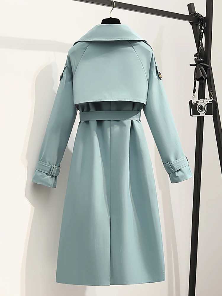 Heliar Women Long Trench Coat Fashion Windproof Coat Double Breasted Trench TRAF Coats Green Belt Windbreaker WinterX240921