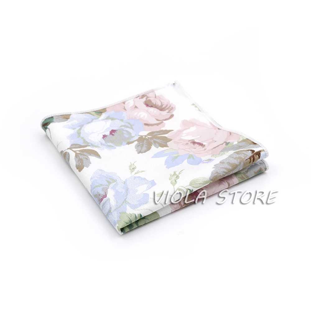 Hot New Floral Handkerchief 100% Cotton Hankie 23cm Womens Wedding Party Daily Set Pocket Square Gift Tailcoat Tie Accessories W240921
