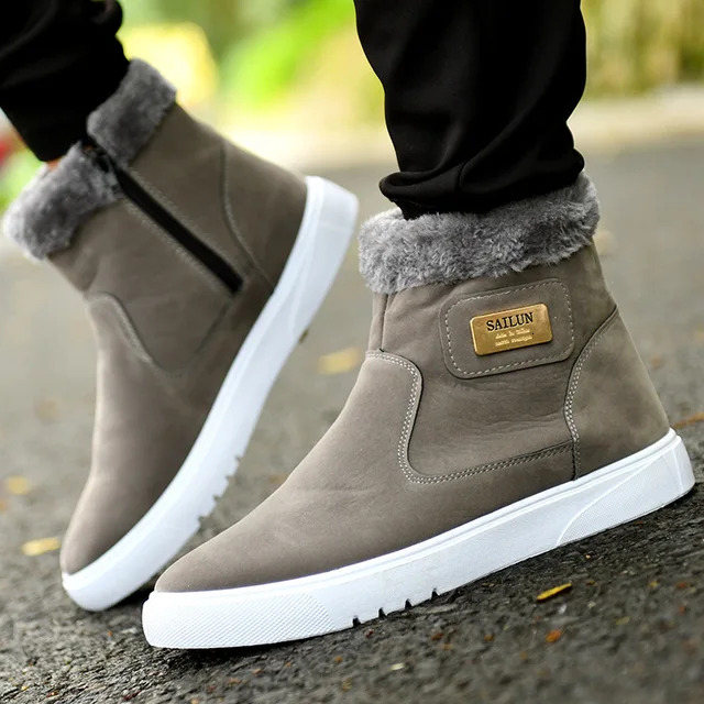 Thick Warm Men Casual Leather free shipping shoes Men's Winter Snow High-top Male Ankle designer boots with Fur Outdoor Cotton Shoe for Man 52