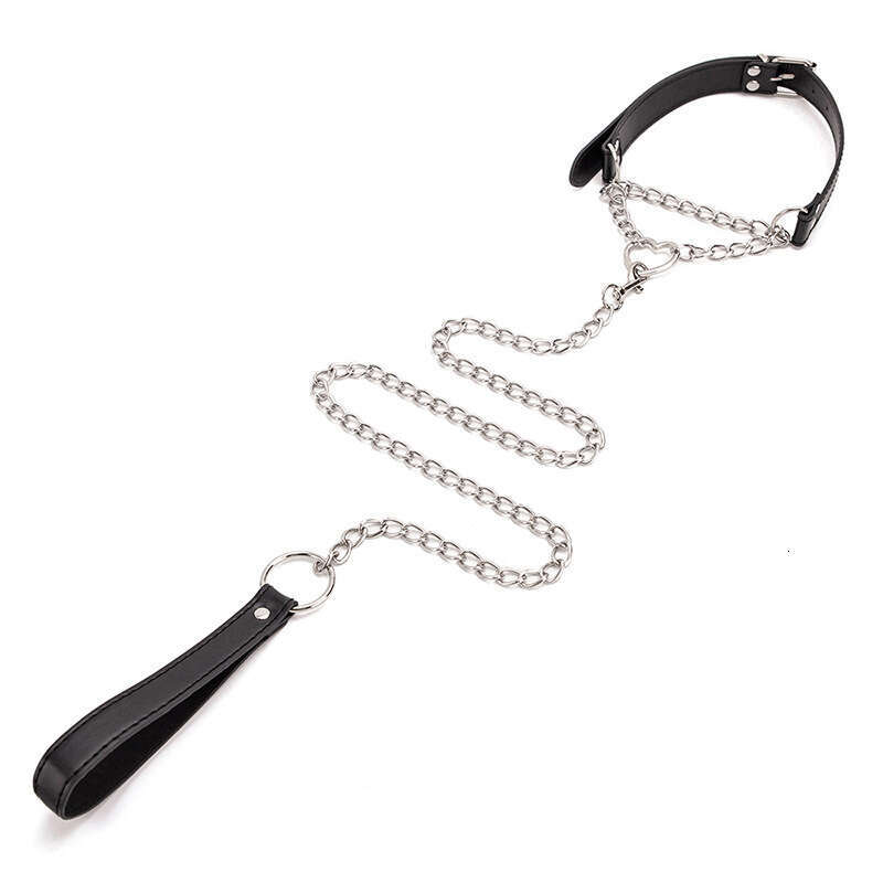 SM Prop Love Hanging Ring Sex Collar Black Leather Female Slave Training Traction Collar Neck Cover Adult Products
