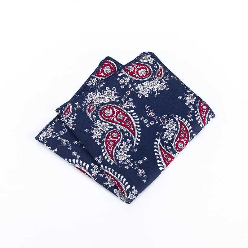 Brand New Style Mens Cotton Hankerchief Scarves Vintage Flower Hankies Mens Pocket Square Handkerchiefs Rose Flower PaisleyX240921
