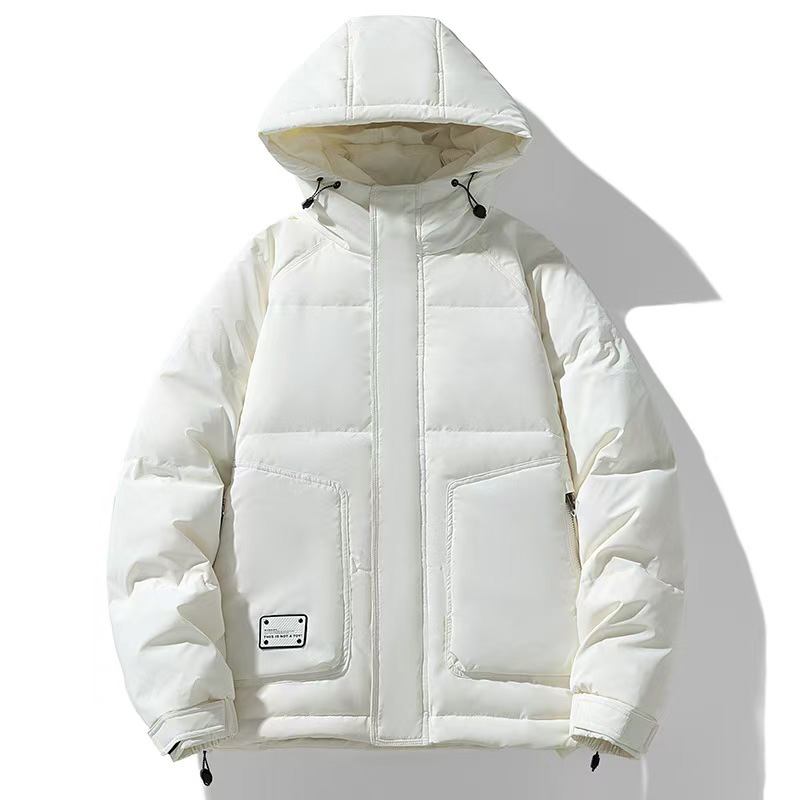 Designer down men's winter thick warm couple coat men's hooded white duck down short down jacket men's