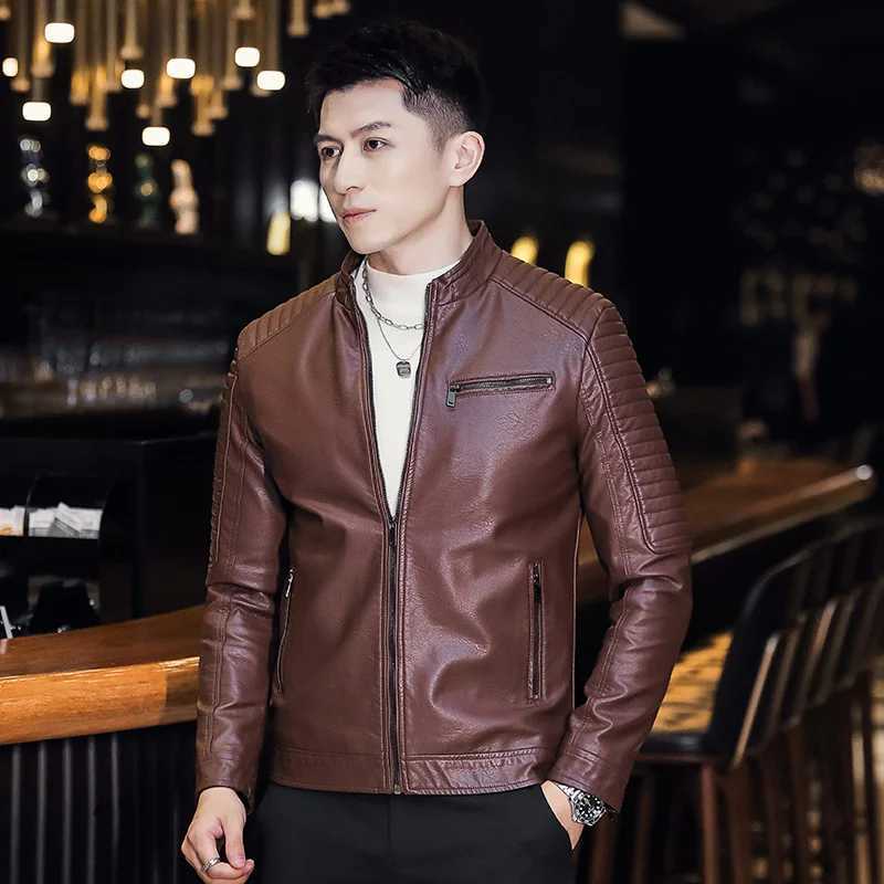SUPUSCREAT Mens New Artificial Leather Jacket Casual Slim Fit Spring/Summer Motorcycle Pu Clothing Mens Jacket W240918