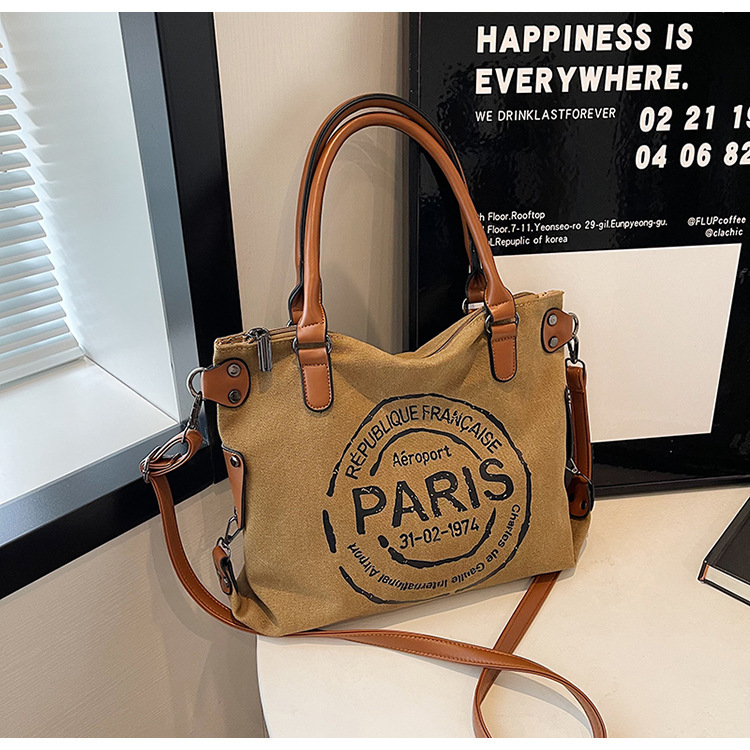 2024 Fashion Handheld Large Capacity Summer New Casual Multi functional Canvas Shoulder Women's Bag Free Shipping