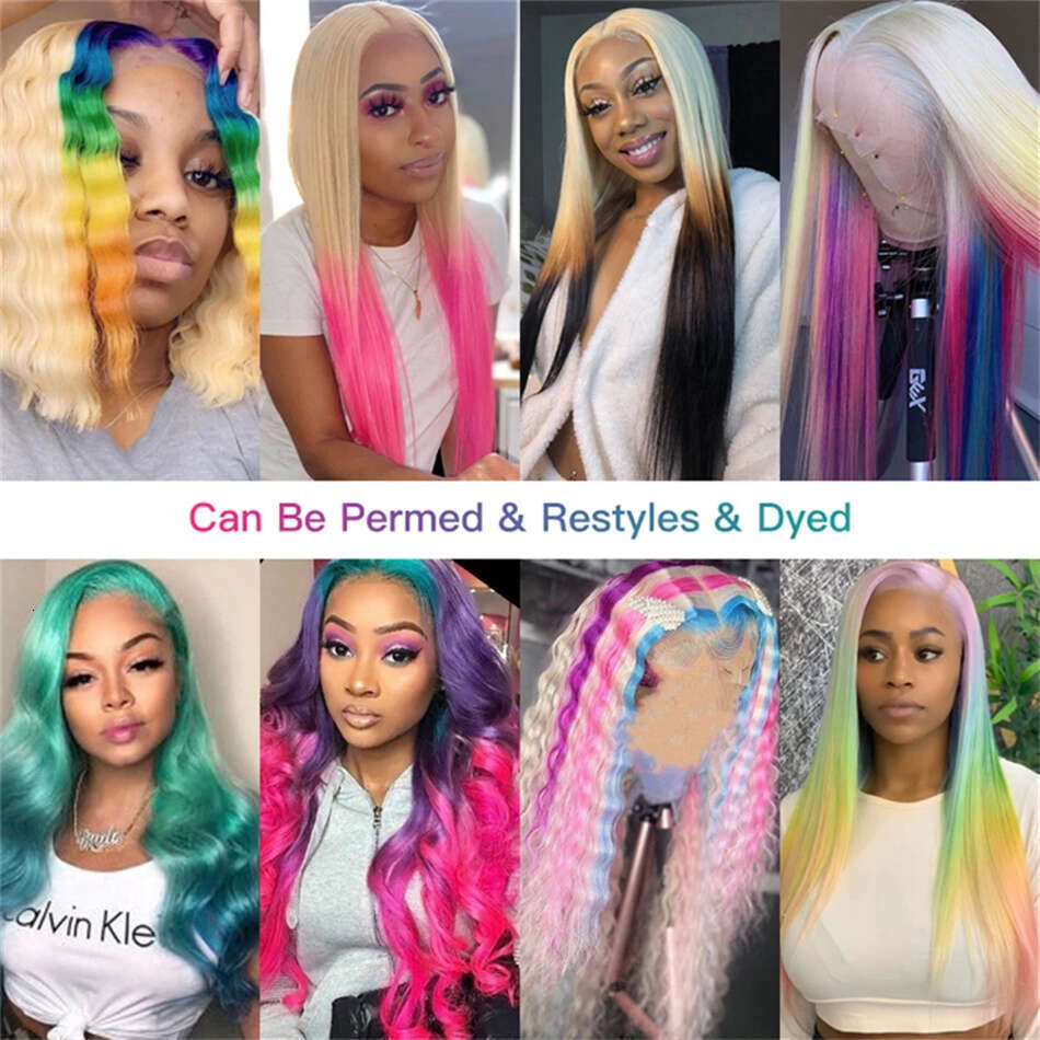 Full Real 613 Blonde Straight Remy Brazilian 100% Human Ponytail Hair Wig Transparent Lace Frontal