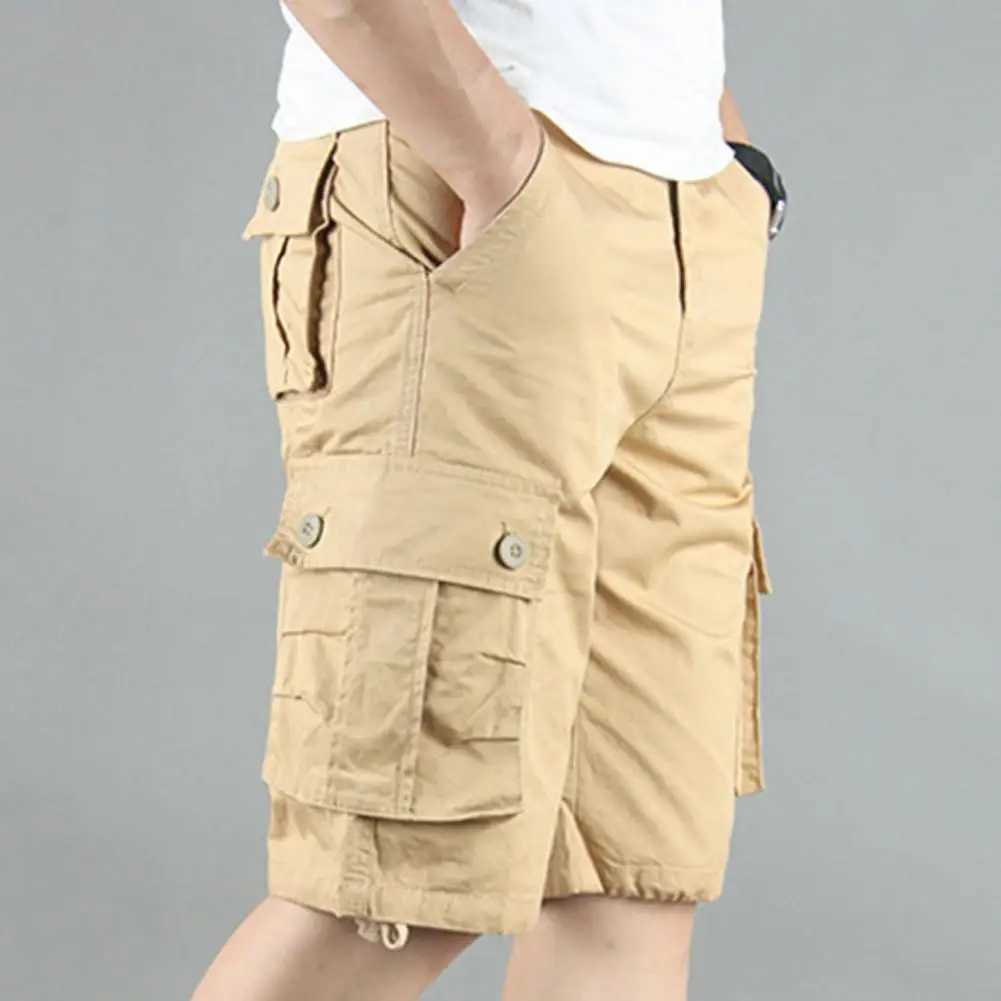 Summer Cargo Shorts Men Multi-Pocket Cotton Casual Shorts Classic Outdoor Solid Color Knee Length Pants Straight Jogger TrousersX240921