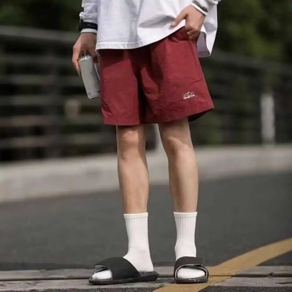 Men 2024 Summer Casual Shorts Letter Print Fashion Elastic Waist Male Breathable Short Trousers Men Retro Casual Cargo ShortsX240921