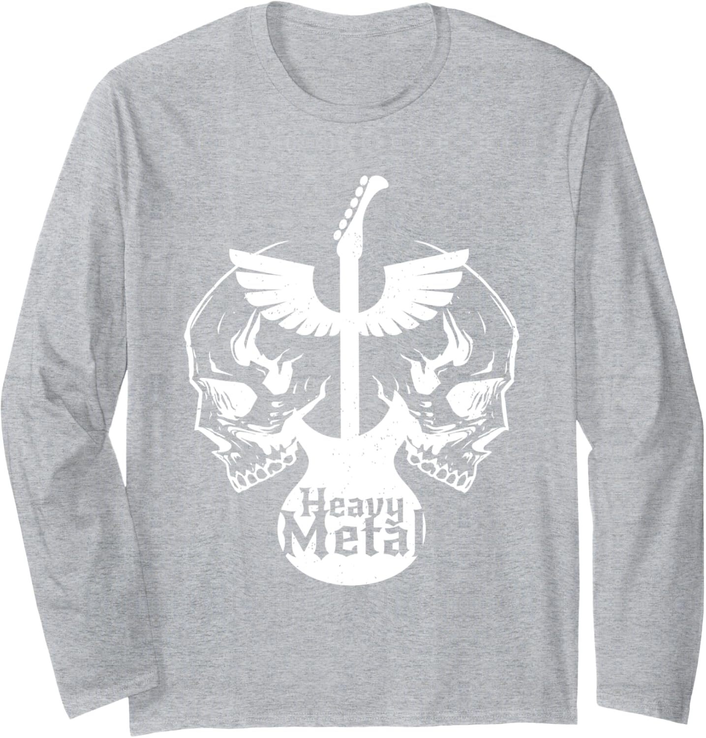 Long Sleeve Shirts for Men sweatshirt Heavy Metal Flying Guitars With Skulls Rock Long Sleeve Tee Streetwear Casual tops clothes